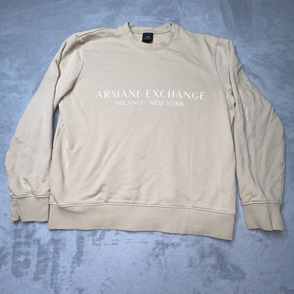 Armani Exchange Lightweight Puff Logo Sweatshirt Mens Large Cream